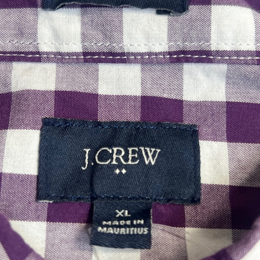 J.Crew Shirt Mens Gingham Check Slim Fit XL Purple White Preppy Classic Pocket - Picture 5 of 9